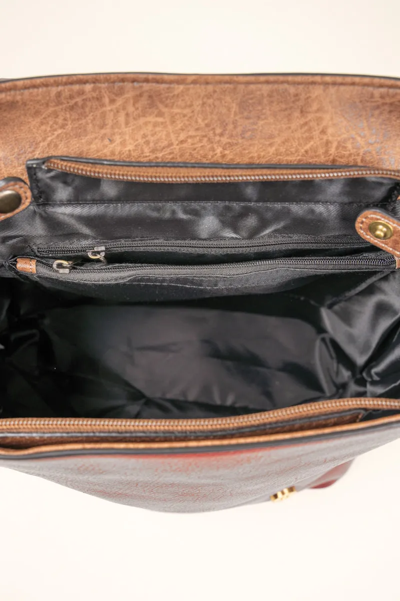 Camel Faux Leather Haley Satchel Backpack
