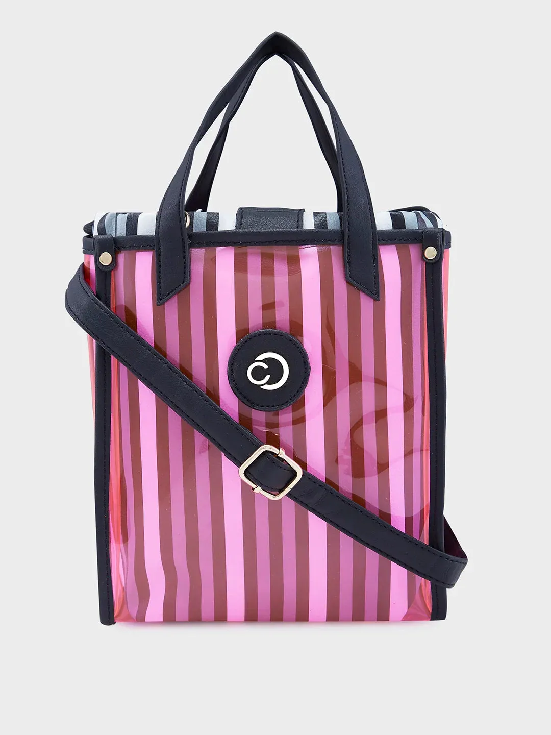 Caprese Josie Small Plastic PinkTote Bag