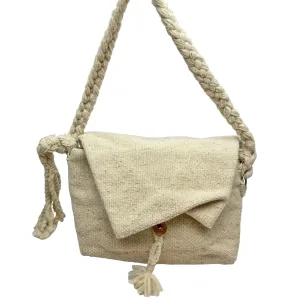 CHAMULA 100% Wool Shoulder/Crossbody Bag with Braided Strap - Beige