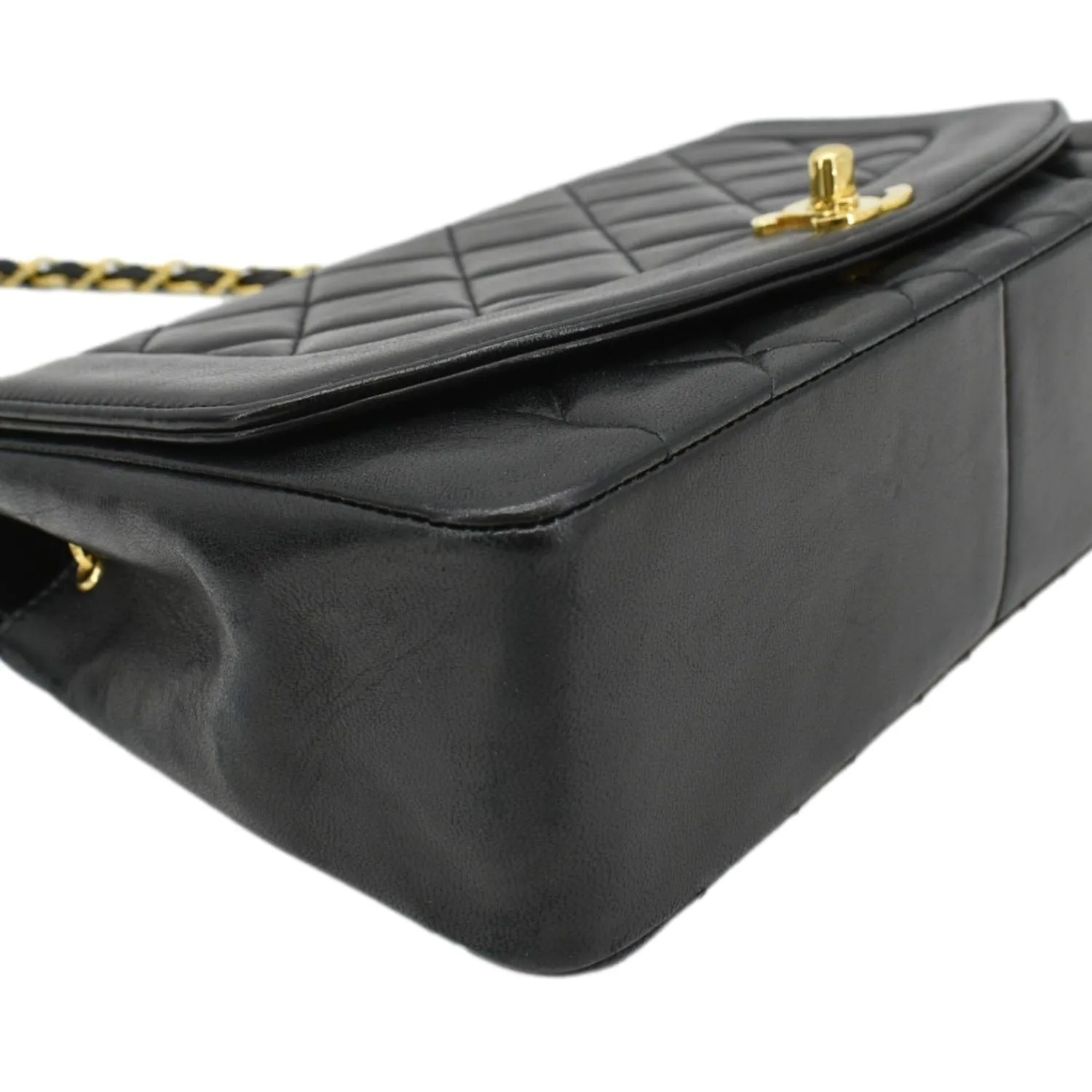 CHANEL Diana Flap Vintage Quilted Leather Shoulder Bag Black