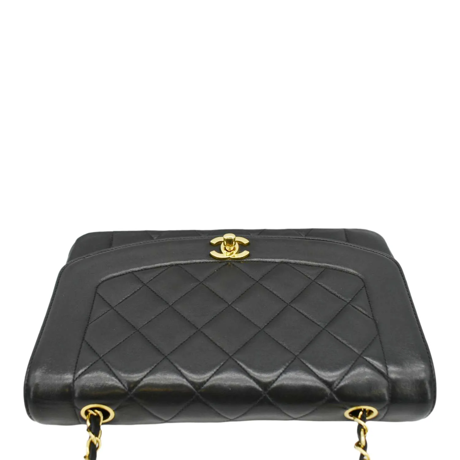 CHANEL Diana Flap Vintage Quilted Leather Shoulder Bag Black