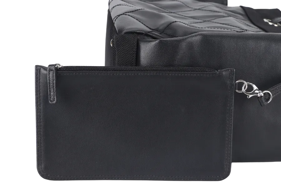 CHANEL PARIS BIARRITZ MEDIUM TOTE (1251xxxx) BLACK COATED CANVAS SILVER HARDWARE WITH CARD, DUST COVER AND BOX