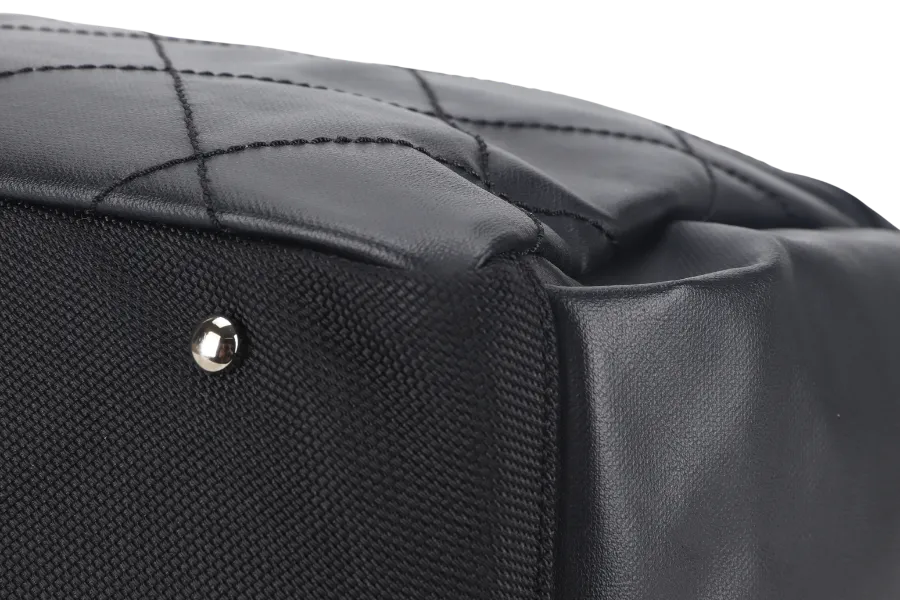 CHANEL PARIS BIARRITZ MEDIUM TOTE (1251xxxx) BLACK COATED CANVAS SILVER HARDWARE WITH CARD, DUST COVER AND BOX