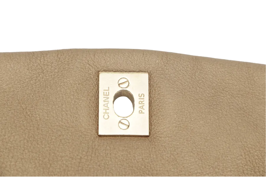 CHANEL TRIANON MESSENGER BAG (1746xxxx) GOLD DISTRESSED LEATHER GOLD HARDWARE WITH DUST COVER , CARD AND BOX