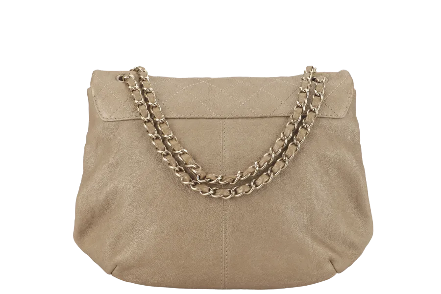 CHANEL TRIANON MESSENGER BAG (1746xxxx) GOLD DISTRESSED LEATHER GOLD HARDWARE WITH DUST COVER , CARD AND BOX