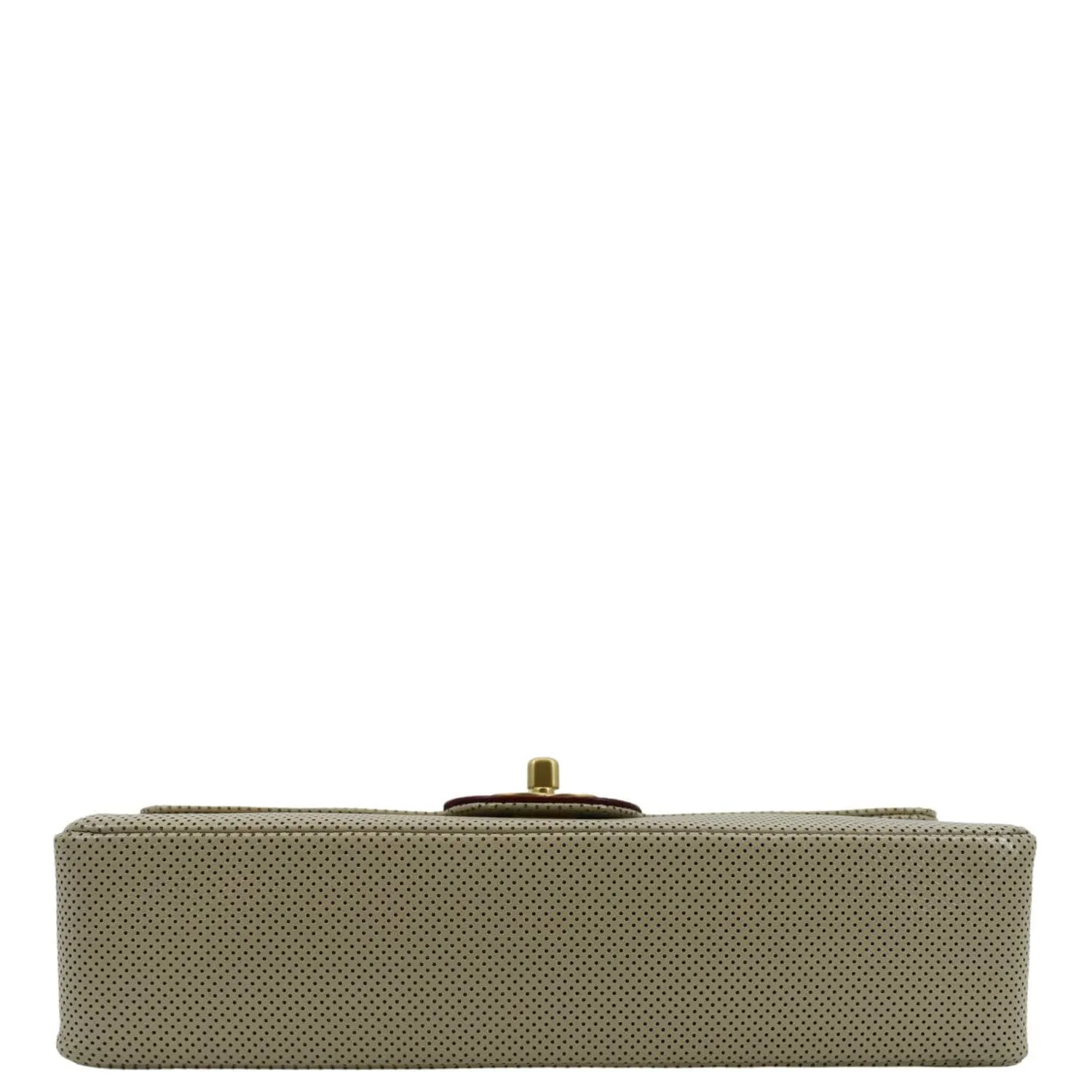 CHANEL Vintage Flap Perforated Leather Top Handle Shoulder Bag Beige