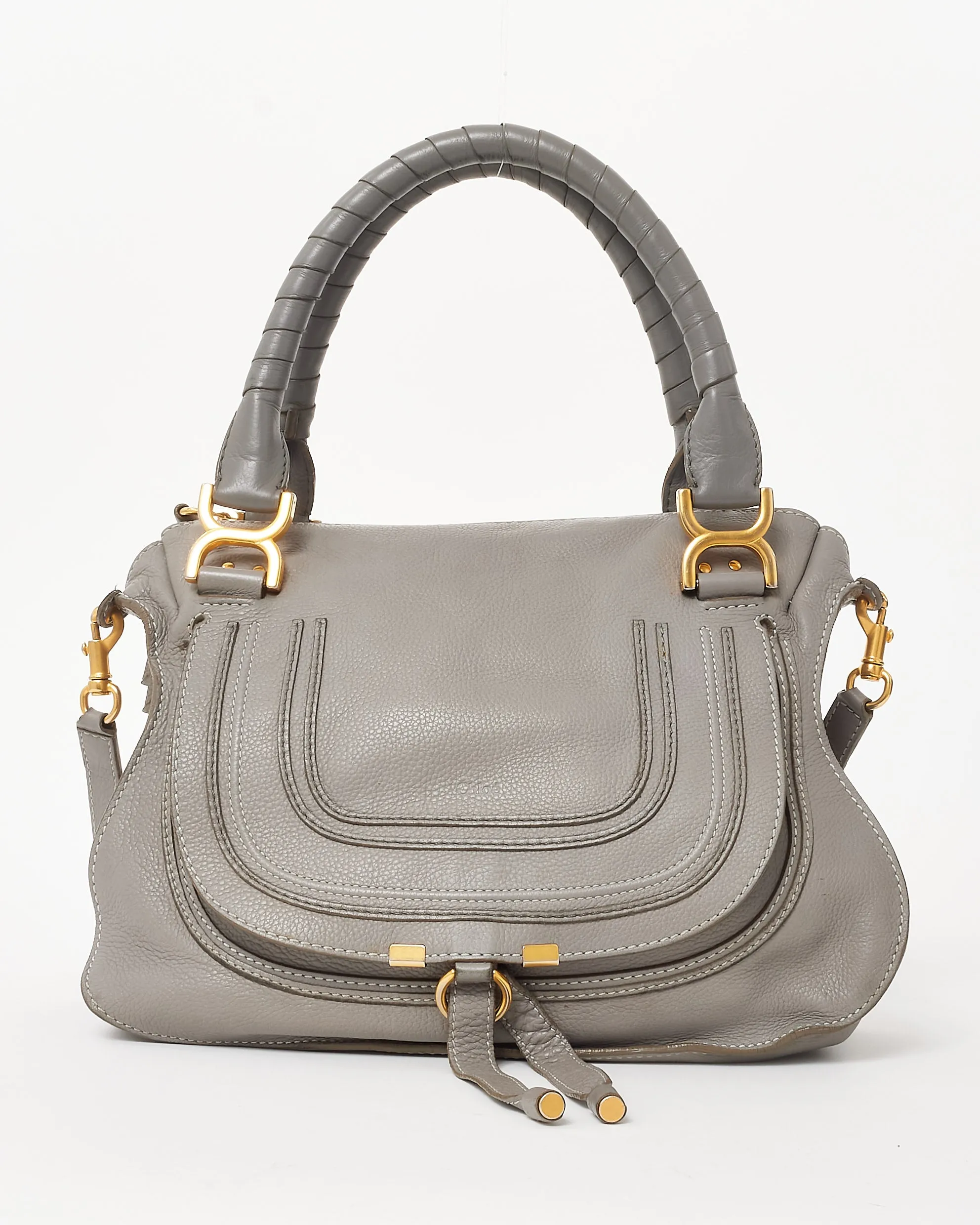 Chloé Grey Leather Small Marcie Double Carry Bag