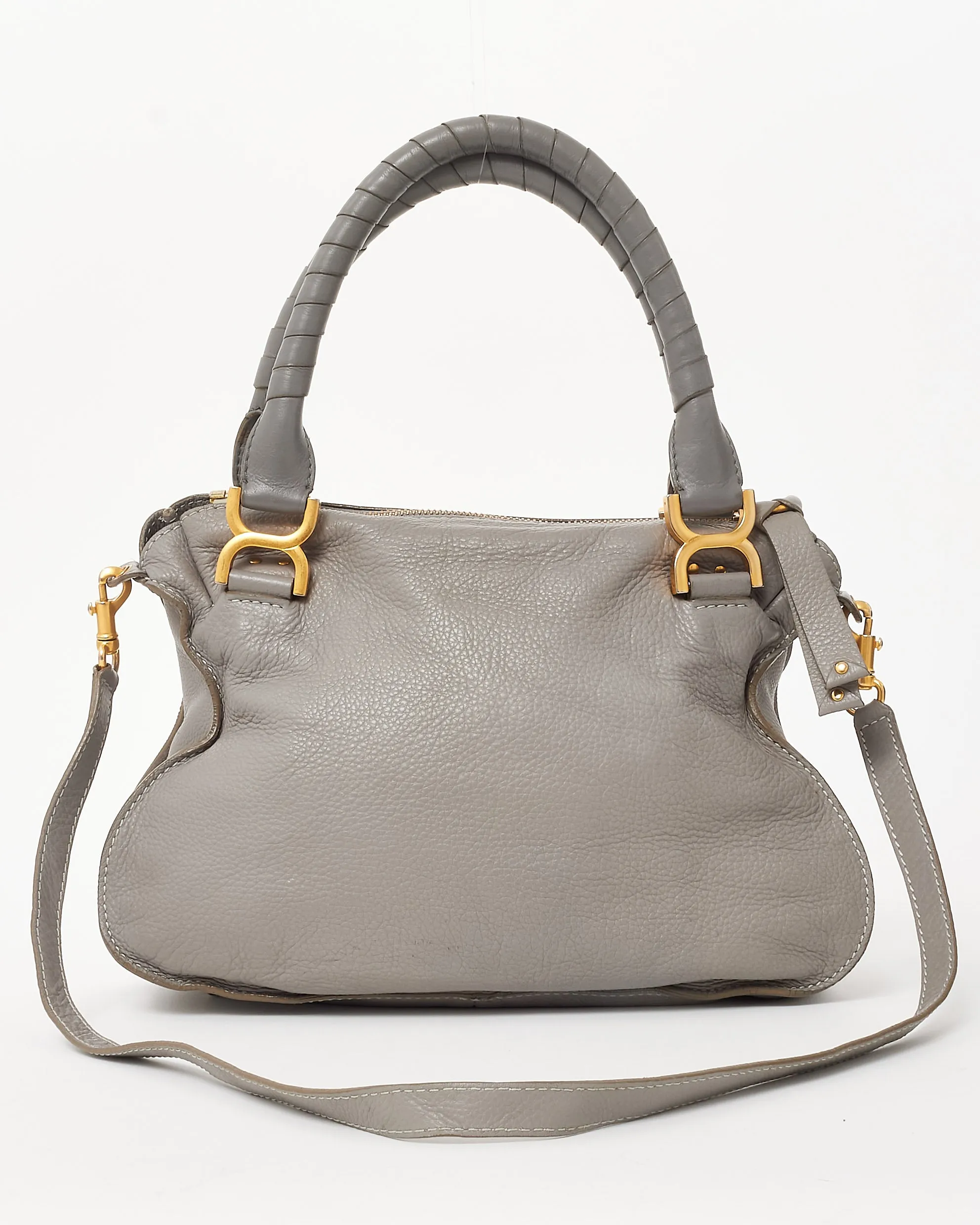 Chloé Grey Leather Small Marcie Double Carry Bag