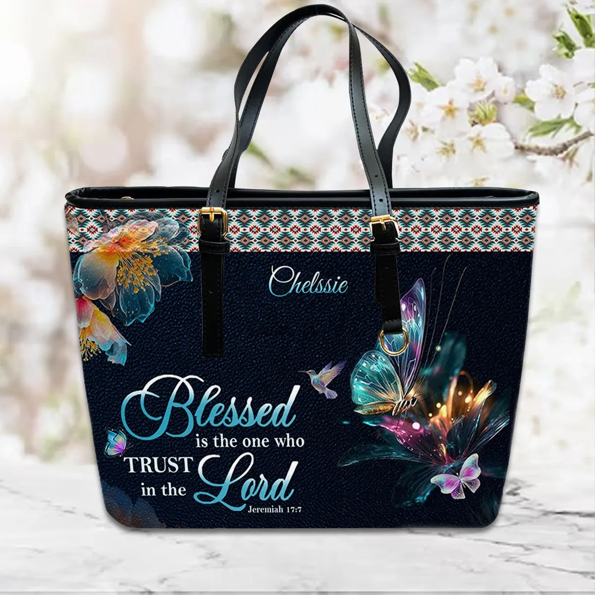 Christianartbag Handbags- Blessed Is The One Who Trusts In The Lord Jeremiah 17:7 - Personalized Leather Handbag - CABLTB01120225