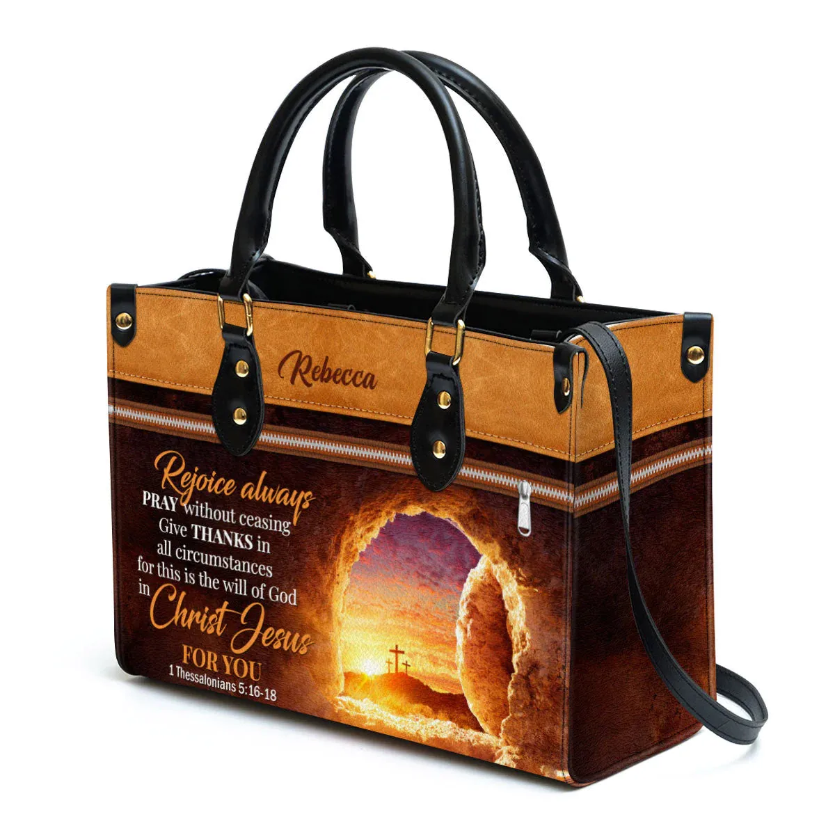 Christianartbag Handbags, Rejoice Always Pray Without Ceasing Leather Bags, Personalized Bags, Gifts for Women, Christmas Gift, CABLTB01300723.
