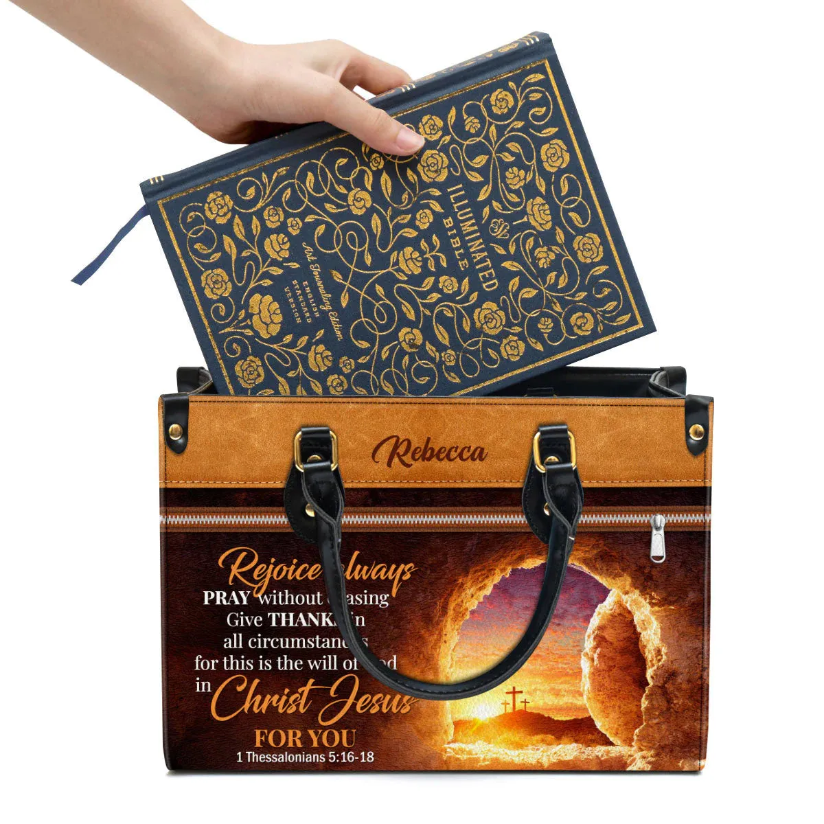 Christianartbag Handbags, Rejoice Always Pray Without Ceasing Leather Bags, Personalized Bags, Gifts for Women, Christmas Gift, CABLTB01300723.