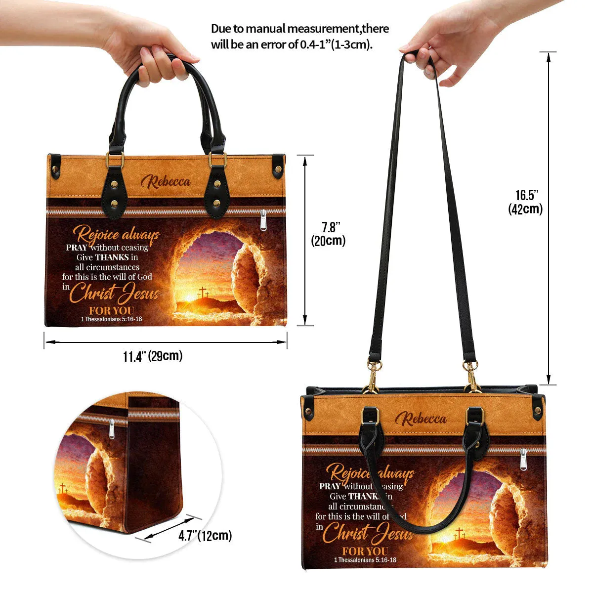 Christianartbag Handbags, Rejoice Always Pray Without Ceasing Leather Bags, Personalized Bags, Gifts for Women, Christmas Gift, CABLTB01300723.