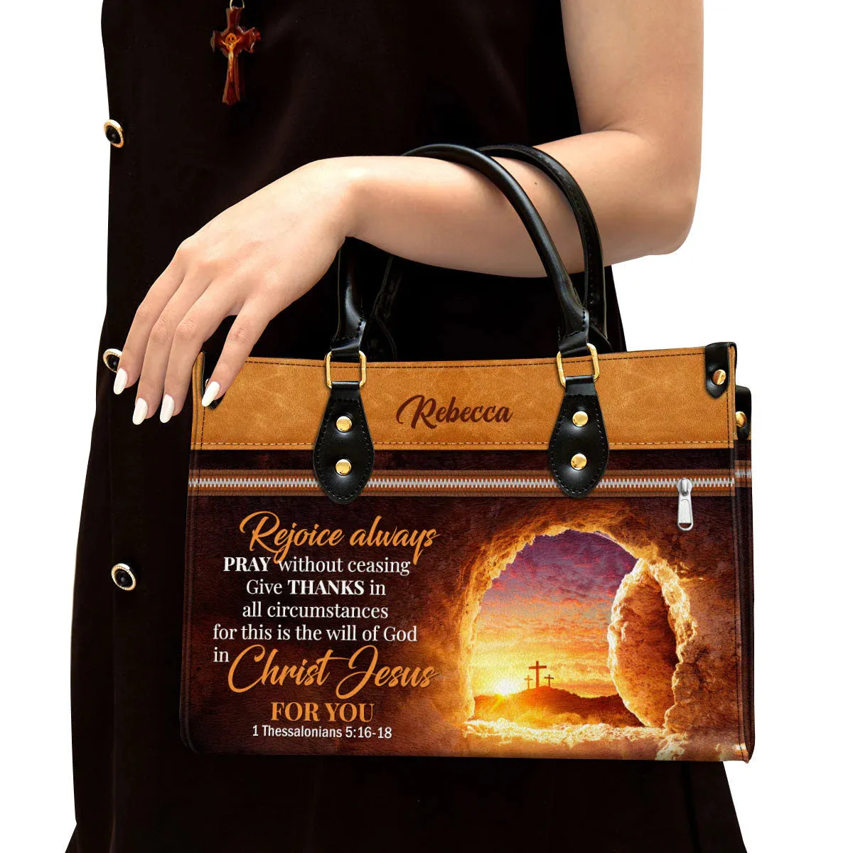 Christianartbag Handbags, Rejoice Always Pray Without Ceasing Leather Bags, Personalized Bags, Gifts for Women, Christmas Gift, CABLTB01300723.