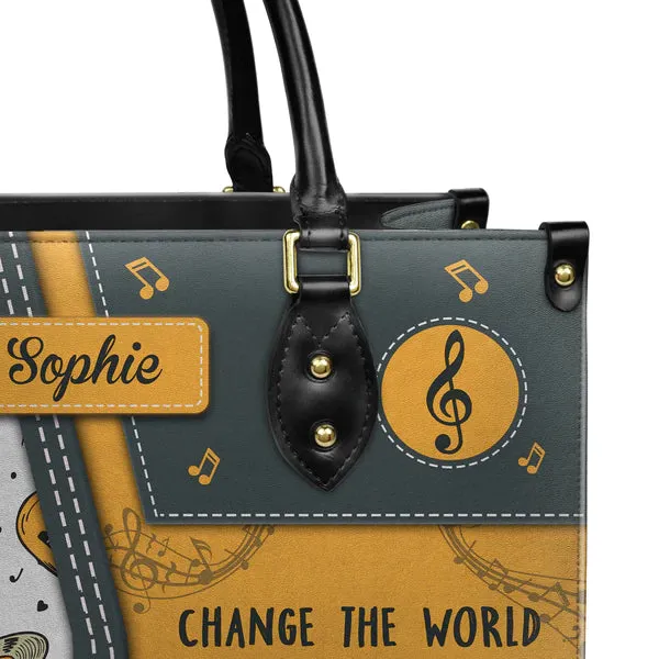 Christianartbag Teacher Bags, Custom Leather Handbags for Teachers, Gift For Teacher, Design Handbag, Change The World Teach Music Handbag, CAB04281223.