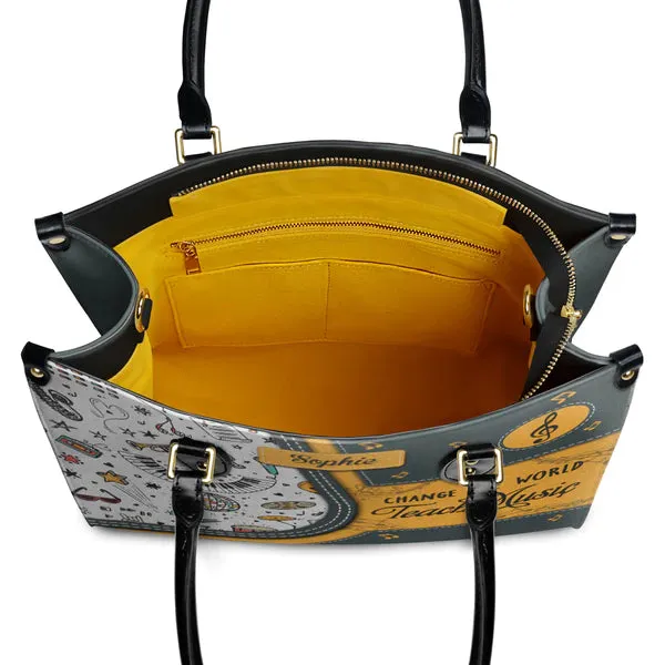 Christianartbag Teacher Bags, Custom Leather Handbags for Teachers, Gift For Teacher, Design Handbag, Change The World Teach Music Handbag, CAB04281223.
