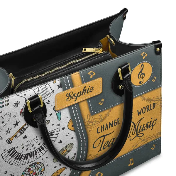 Christianartbag Teacher Bags, Custom Leather Handbags for Teachers, Gift For Teacher, Design Handbag, Change The World Teach Music Handbag, CAB04281223.