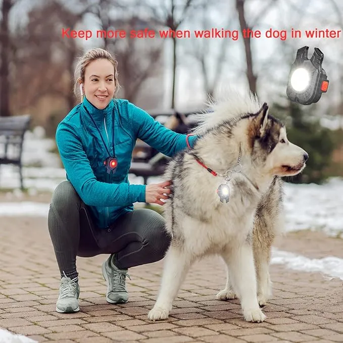 COB Rechargeable Flashlights with 2 Compressed Towels, Keychain Collar Accessories, Dog Lights for Night Walking 1000 Lumens, 6 Light Modes with Folding Bracket and Magnet Base