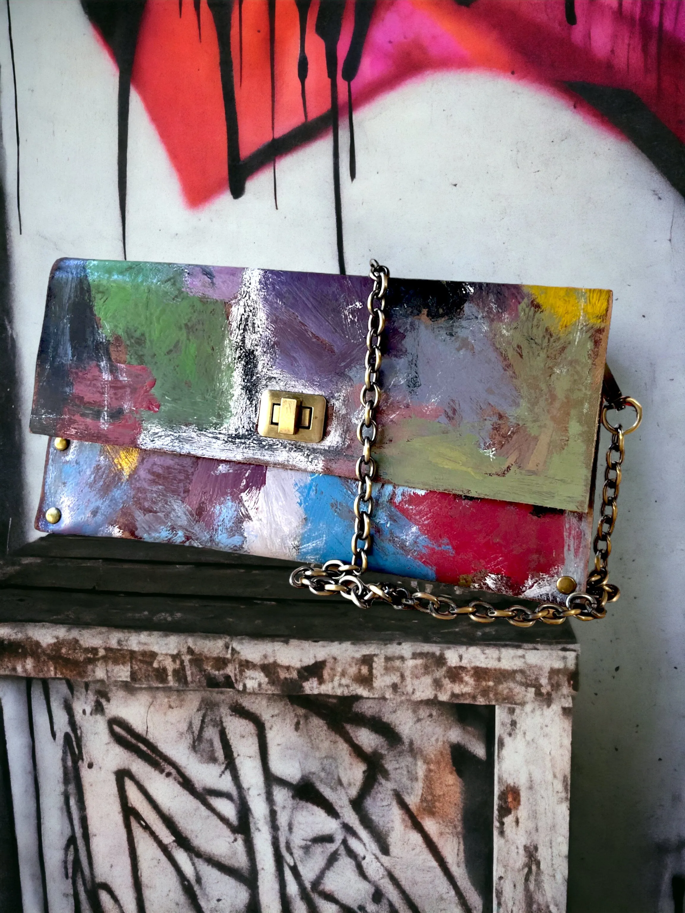 Contemporary Art on Leather Handbag