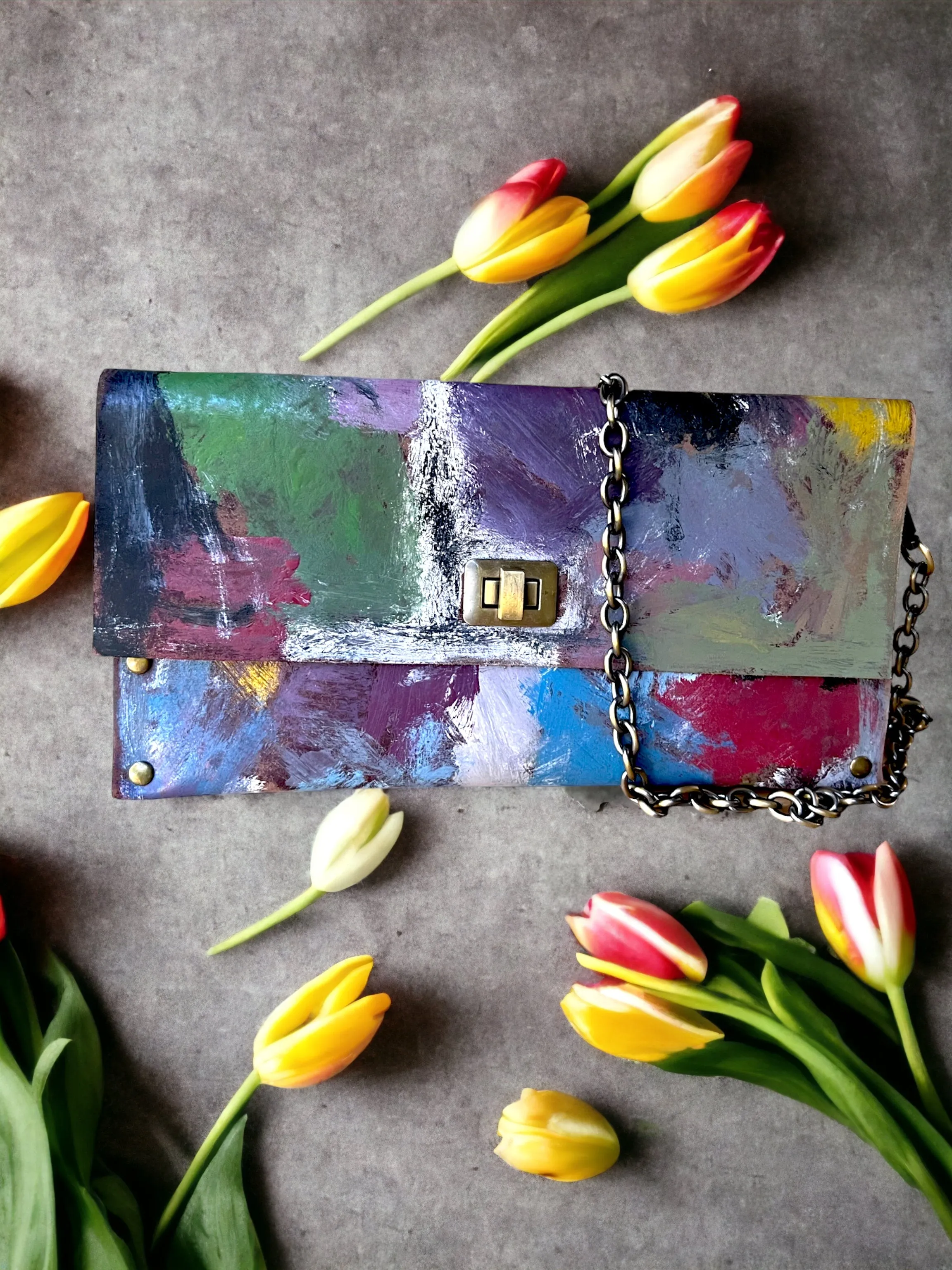 Contemporary Art on Leather Handbag