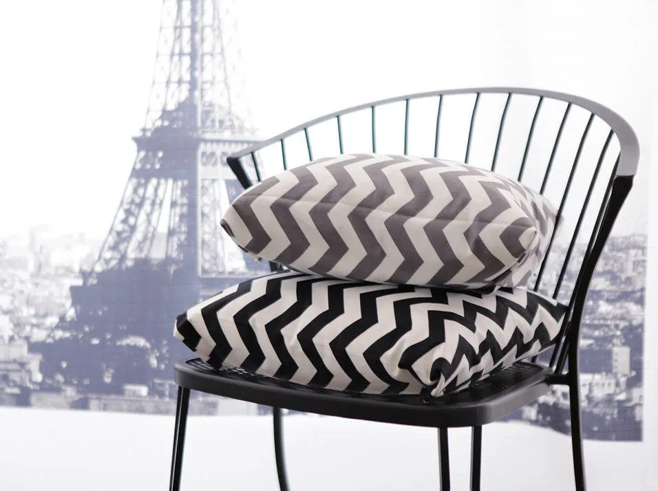 Contemporary Chevron Oxford Cotton Fabric Geometric - Gray or Black - By the Yard 65862