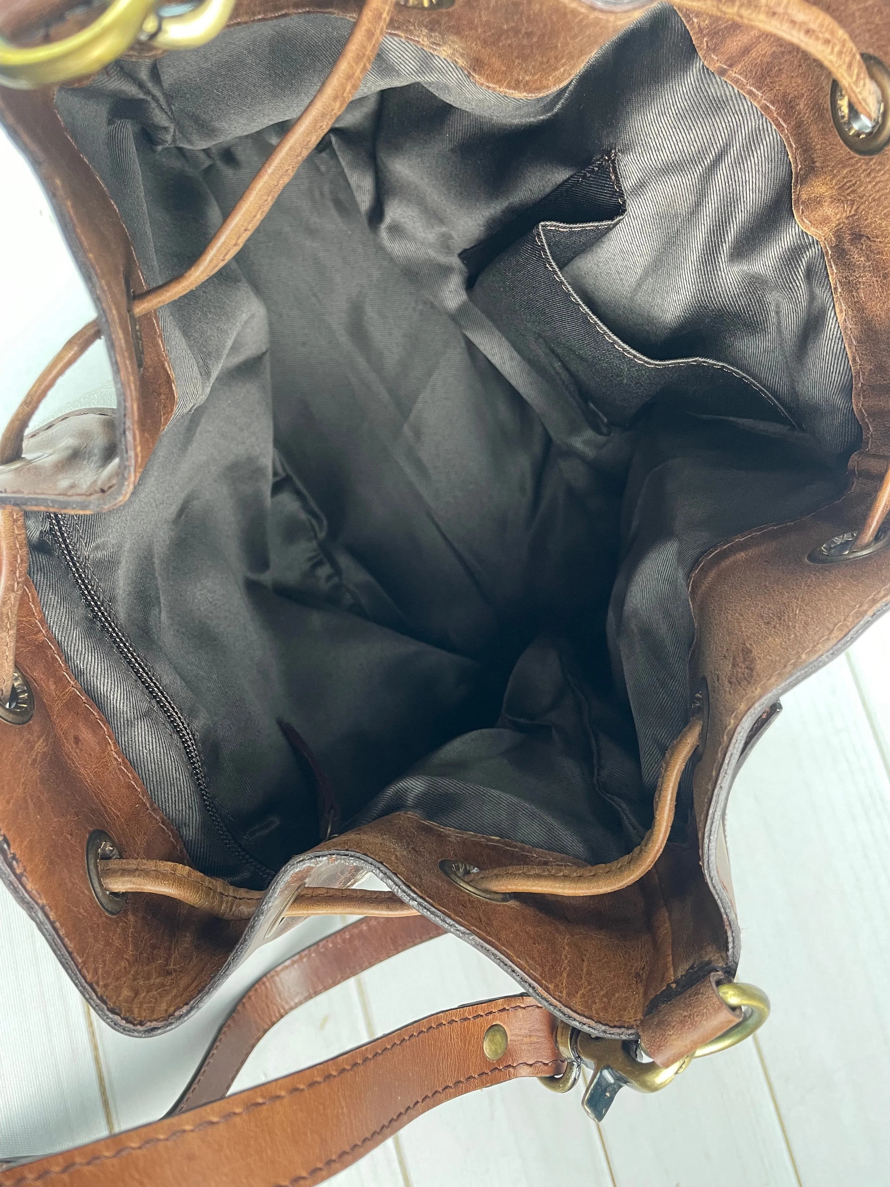 Cowhide and Leather Western Drawstring Bucket Bag