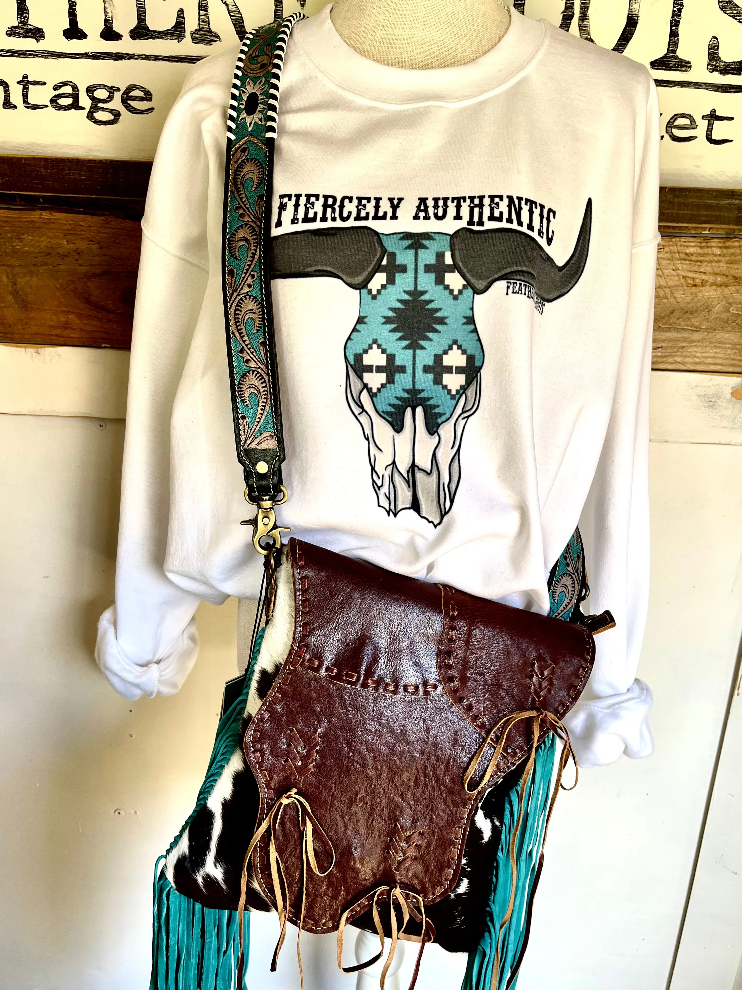 COWHIDE FRINGE SATCHEL