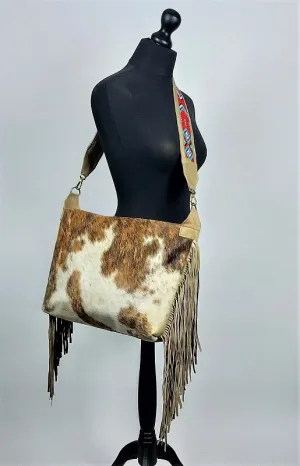Cowhide shoulder bag with Banjara shoulder strap #1