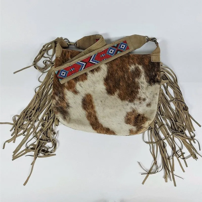 Cowhide shoulder bag with Banjara shoulder strap #1