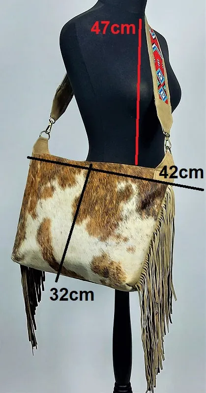Cowhide shoulder bag with Banjara shoulder strap #1