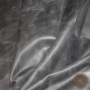 CRAZY HORSE  CHARCOAL BLACK DISTRESSED LEATHER HIDE Thickness 1.6 mm/ 4 oz