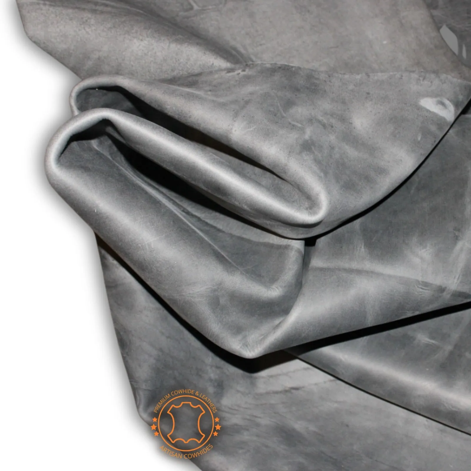 CRAZY HORSE  CHARCOAL BLACK DISTRESSED LEATHER HIDE Thickness 1.6 mm/ 4 oz