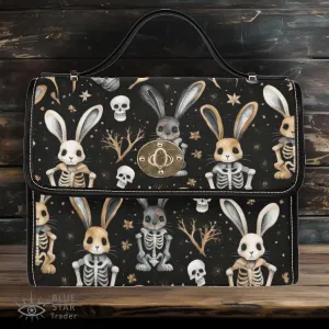 Creepy Bunny Rabbit Purse, Goth Handbag Skulls Skeletons Canvas Satchel bag