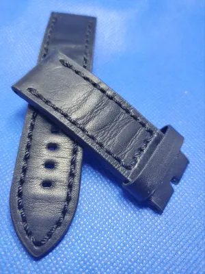 Custom Vintage Leather Strap  24mm (Black)