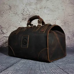 Duffle Bags-Men Genuine Leather Large Capacity Vintage Duffle Bag-8151-b