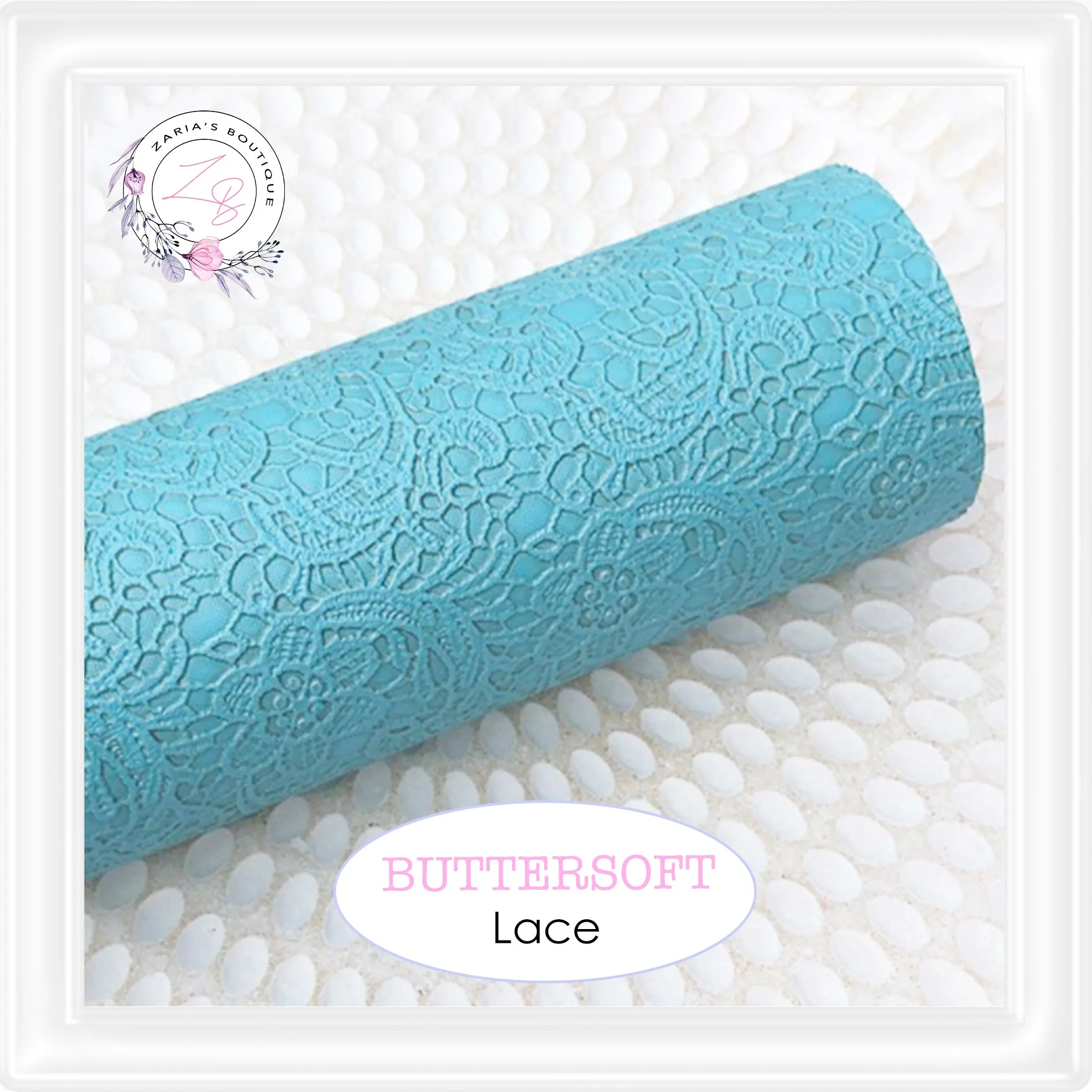 ⋅ Embossed Floral Butter Soft Lace ⋅ Vegan Faux Leather ⋅ Aqua ⋅