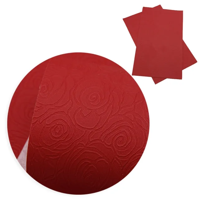 Embossed Roses ~ Red ~ Vegan Faux Leather ~ 0.60mm