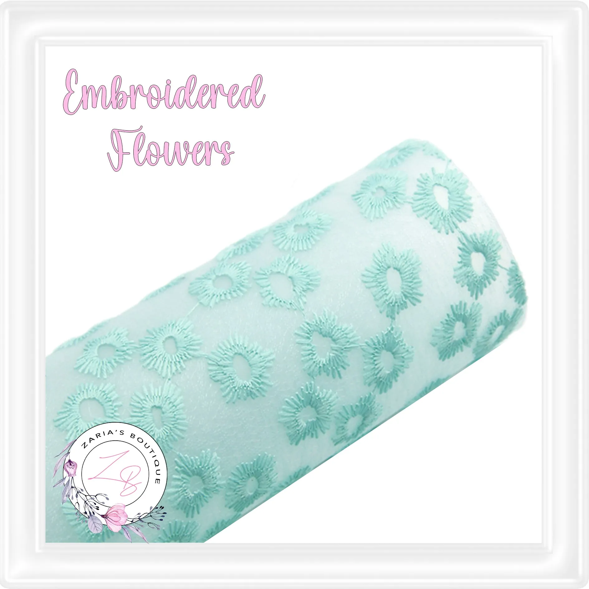 ⋅ Embroidered Daisy Floral ⋅ Translucent Vegan Faux Leather ⋅ Blue ⋅
