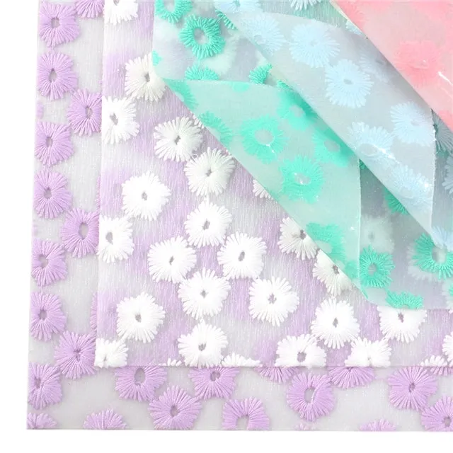 ⋅ Embroidered Daisy Floral ⋅ Translucent Vegan Faux Leather ⋅ Blue ⋅