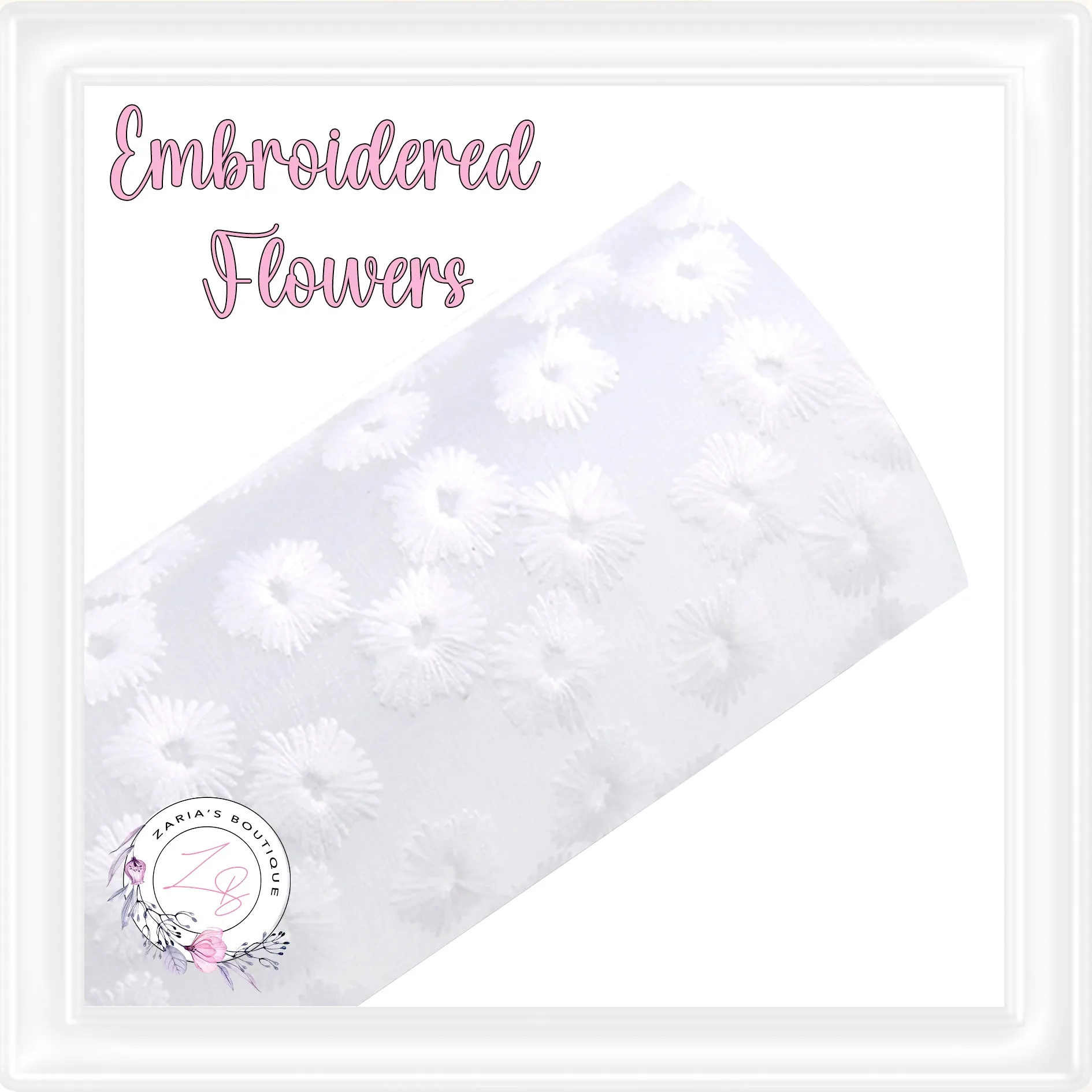 ⋅ Embroidered Daisy Floral ⋅ Translucent Vegan Faux Leather ⋅ Pink ⋅