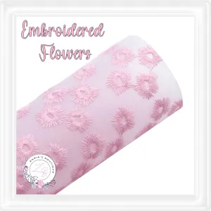 ⋅ Embroidered Daisy Floral ⋅ Translucent Vegan Faux Leather ⋅ Pink ⋅