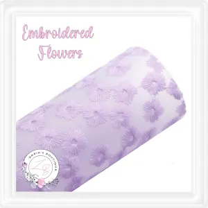 ⋅ Embroidered Daisy Floral ⋅ Translucent Vegan Faux Leather ⋅ Purple ⋅