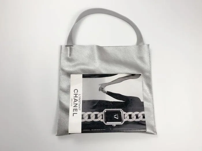 Fashion Womens Silver Leather Vertical Tote Bag Silver Shoulder Tote Bags Handbag Tote For Women