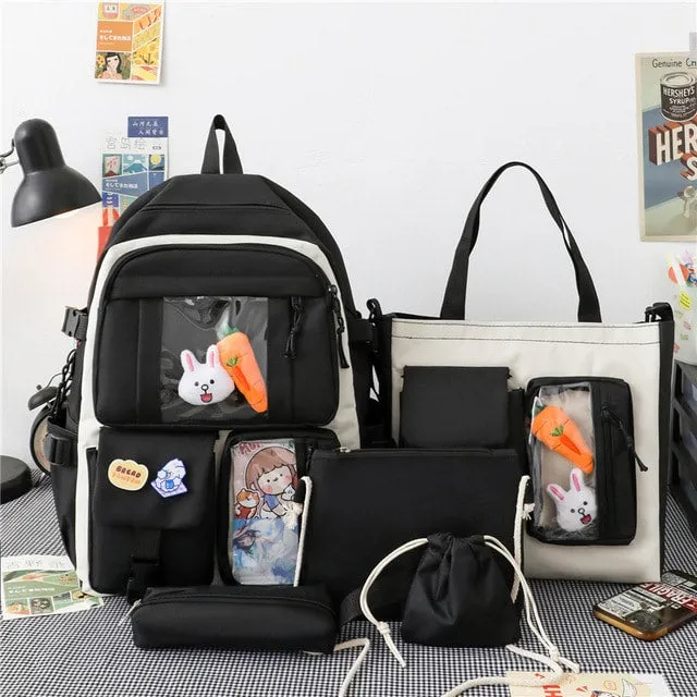 Fashion Yellow Student Bags Set/5Pcs