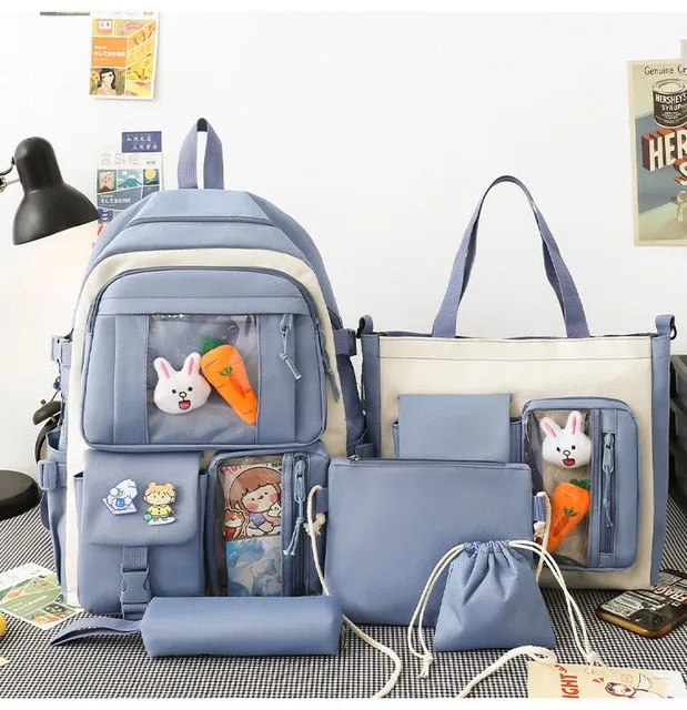 Fashion Yellow Student Bags Set/5Pcs
