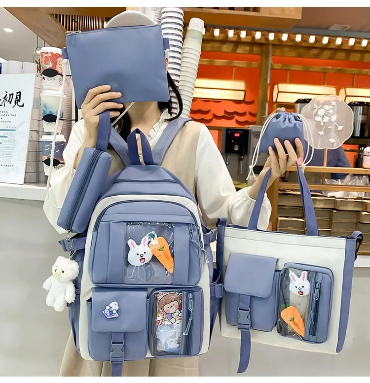 Fashion Yellow Student Bags Set/5Pcs