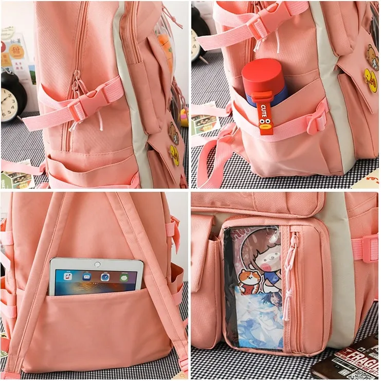 Fashion Yellow Student Bags Set/5Pcs