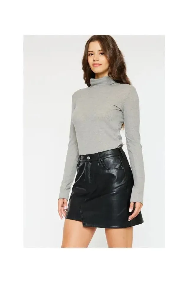 Faux Black Leather Skirt