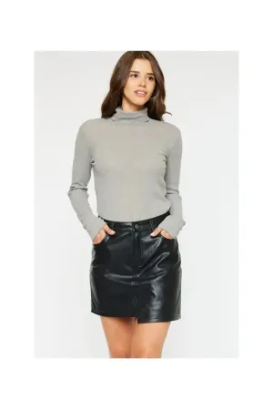 Faux Black Leather Skirt
