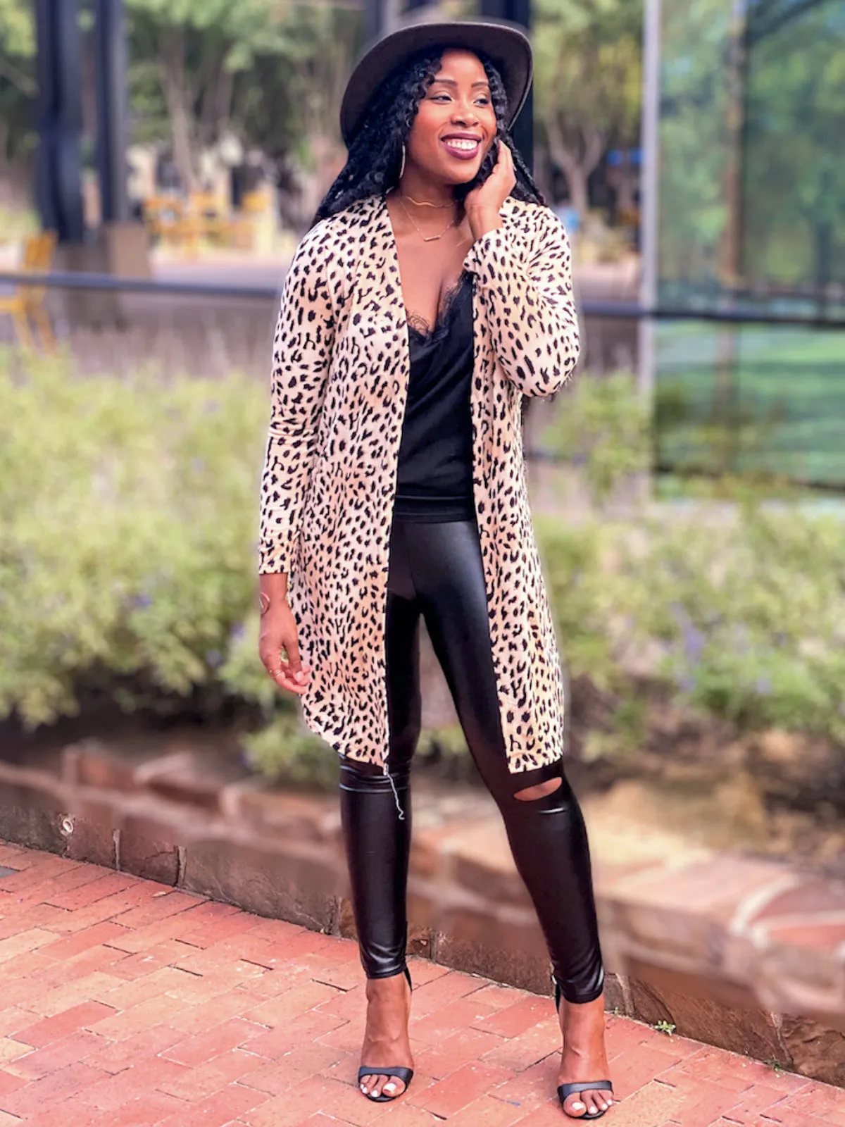 Faux Leather Cut-Out Leggings