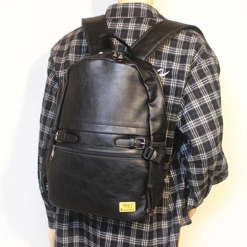 Faux Leather Travel Backpack